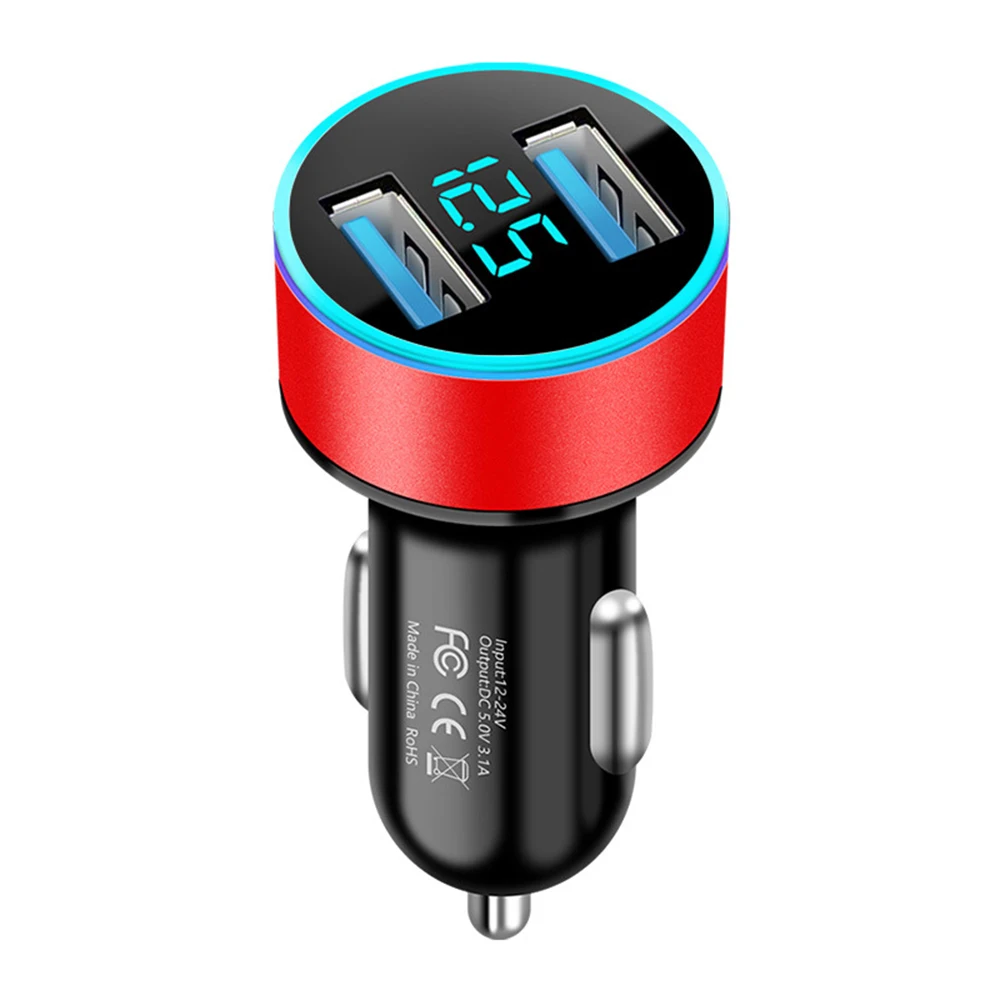 Фото Двойной Переходник USB для зарядки в машине автомобильный прикуриватель LED вольтметр для всех типов мобильный телефон зарядное устройство ... №4