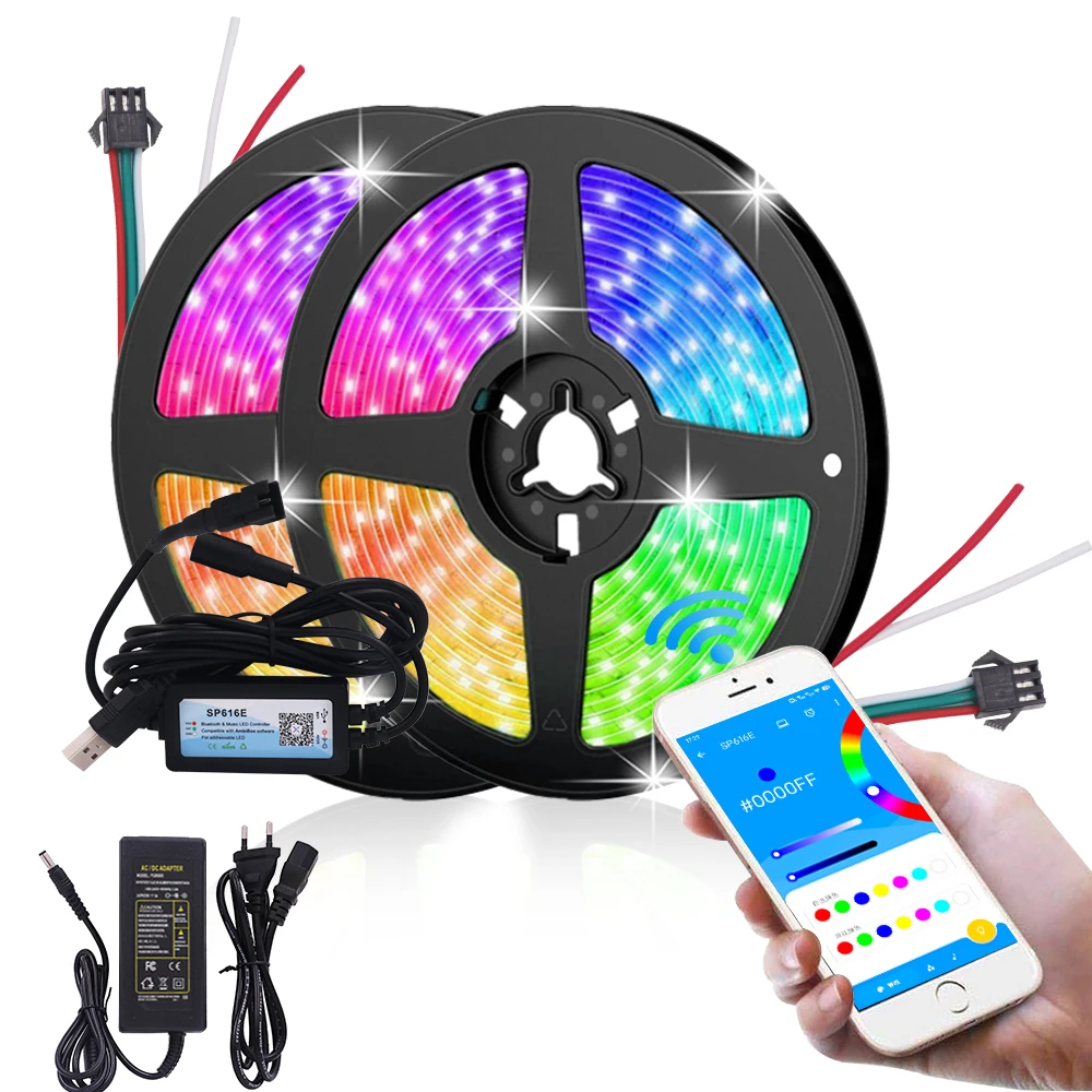 

WS2812B LED Strip PC Dream Screen Addressable RGB LED Strip Computer Monitor Backlight SP616E USB Bluetooth&Music Controller