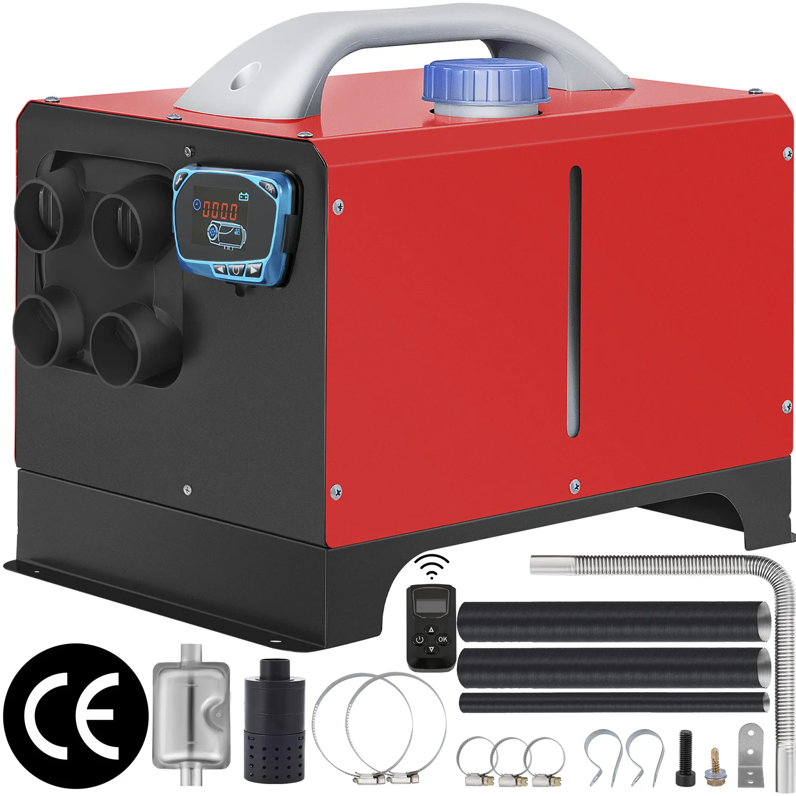 

VEVOR 5 / 8KW Diesel Air Heater 12V All in One Mini Heater 4-Air Outlets With Silencer LCD Switch Remote Control for Bus RV Car