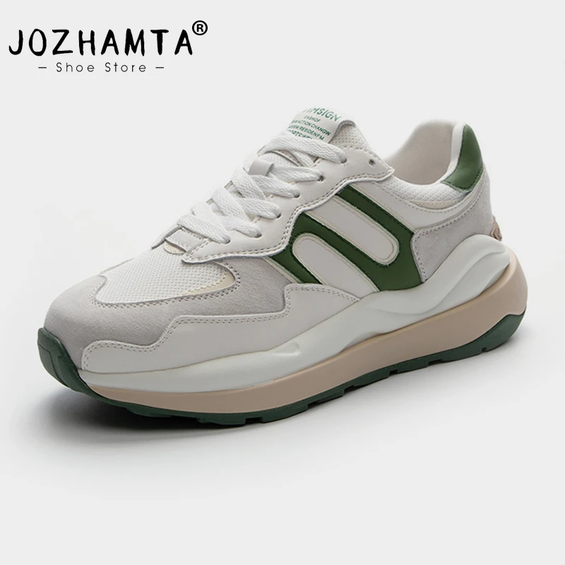 

JOZHAMTA Fashion Mixed Colors Lace-Up Women Sneakers Spring Summer Students Outdoor Leisure Real Leather Platforms Shoes Woman