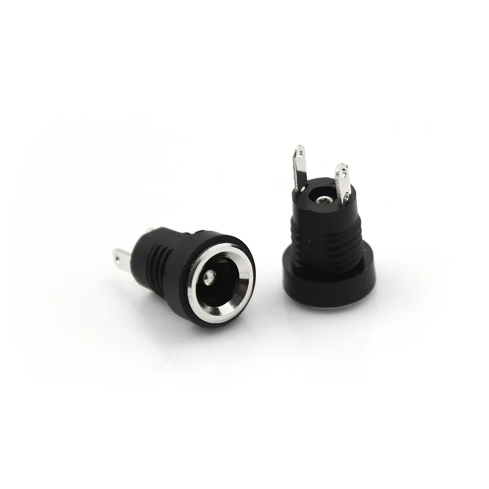 10Pcs/Set Black DC Power Jack Socket Female Panel Mount Connector Plug + Socket + Waterproof Cap 3 Sizes images - 6