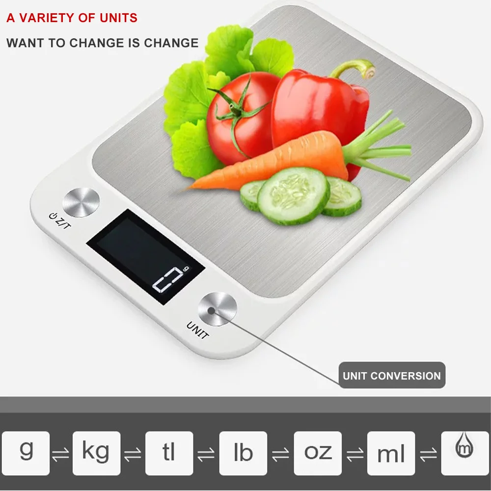 

Электронные кухонные весы из нержавеющей стали, 10 кг/1 г