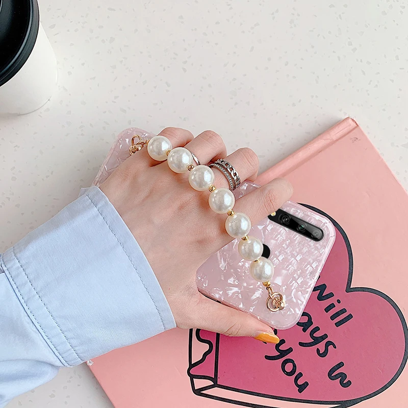 Conch Pattern Pearl Bracelet Case For Huawei Y9 Prime 2019 Y9A Y7A Y7 Y6 2019 P50 P40 P30 Pro P Smart 2021 Mate 10 20 Lite Cover