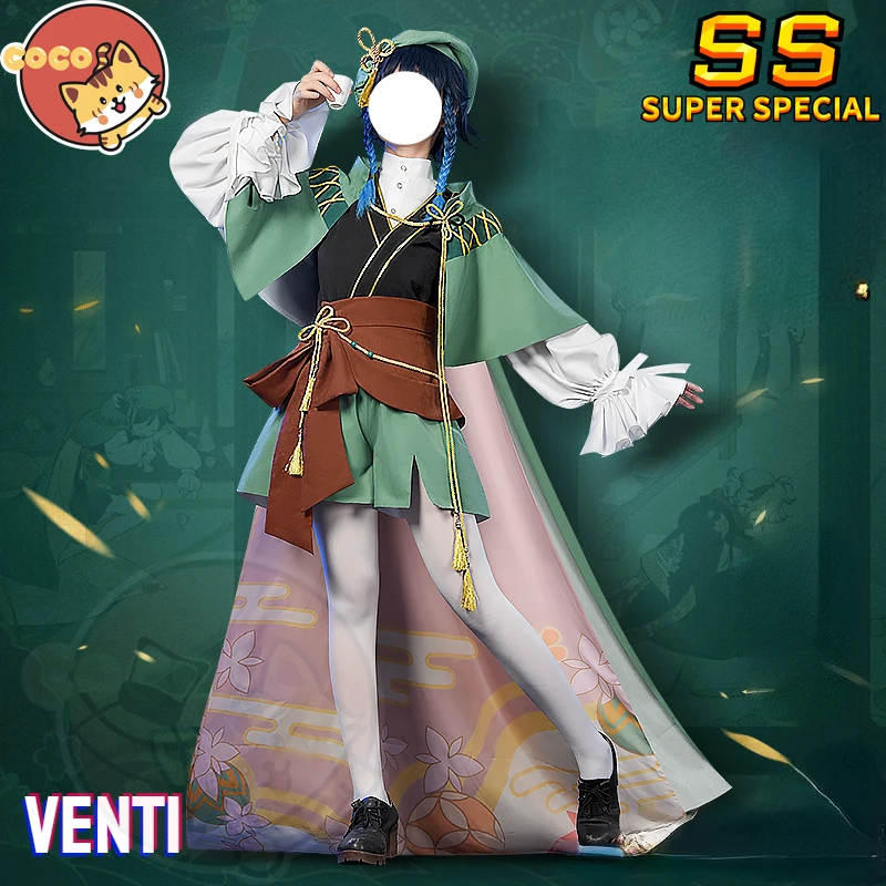 

CoCos-SS Game Genshin Impact The Five Poetry Immortals Venti Cosplay Costume The Five Kasen Cosplay Green Light Venti Costume