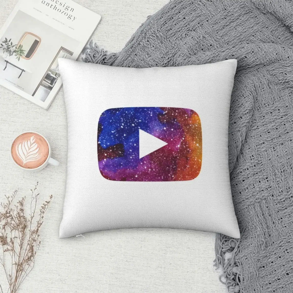 

YouTube Play Button Space Pillowcase Polyester Pillows Cover Cushion Comfort Throw Pillow Sofa Decorative Cushions Used