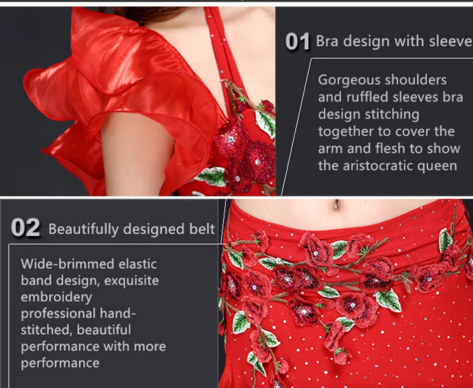 Юбка для танца живота Женская комплект из 2/3 предметов юбка с ремнем и разрезом