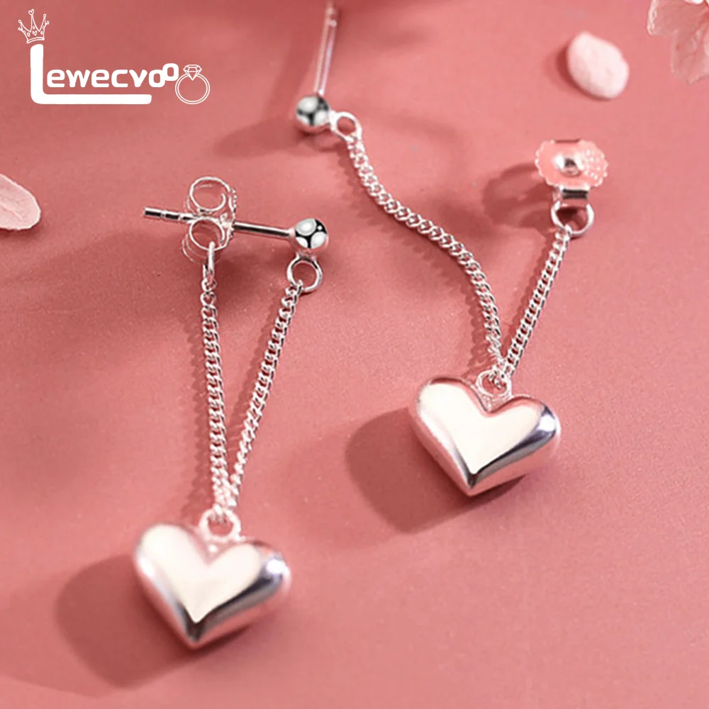 Серебряные серьги-цепочки в форме сердца для женщин элегантные свадебные