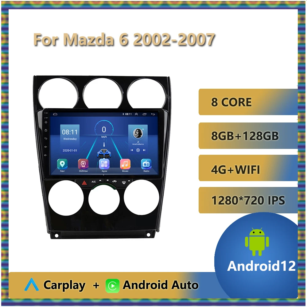 

Автомагнитола на Android 12, мультимедийный видеоплеер для Mazda 6 2002 - 2007 с GPS-навигацией и камерой заднего вида MirrorLink, Bluetooth, FM, AM