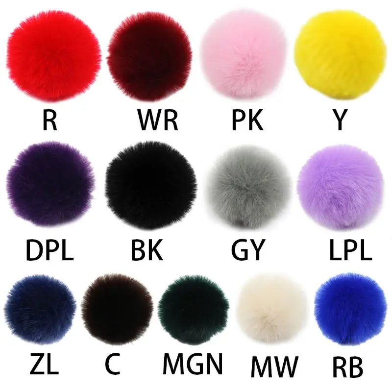 

2Pcs/Set 14 Colors 8cm DIY Fluffy Pompom Ball With Elastic Loop Rainbow Solid Color For Knitting Hat Shoes Scarves Bag Handbag