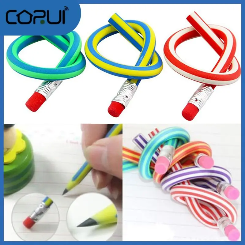 

Writing Drawing Pens Creative Cute Soft Pencil Flexible Bendy Stationery New Bendable Pencils Colorful Novelty With Eraser