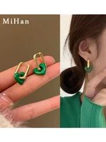 mihan modern jewelry heart earrings popular design elegant temperament gold color white green drop earrings for women gifts