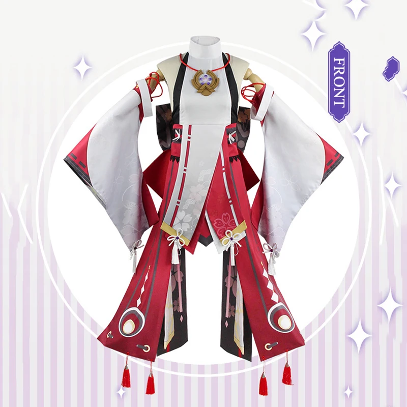 

Аниме! Игровой костюм Genshin Impact Yae Kamiko, кимоно, униформа, костюм для косплея, Женский костюм для ролевых игр на Хэллоуин