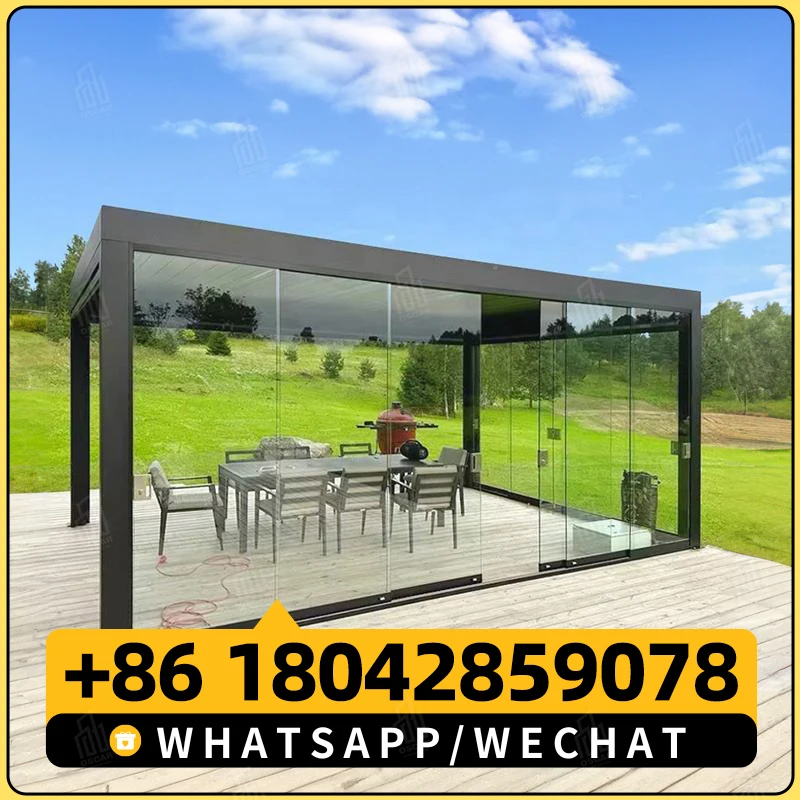 Водонепроницаемая беседка ручная 3x3 уличные комплекты с жалюзи система крыши