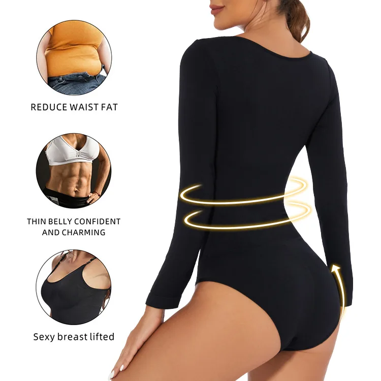Body Shapers Tummy Control Shapewear Women Bodysuit Long Sleeve Slimming Bodyshaper Fashion Sexy Thong G-String Female Jumpsuit