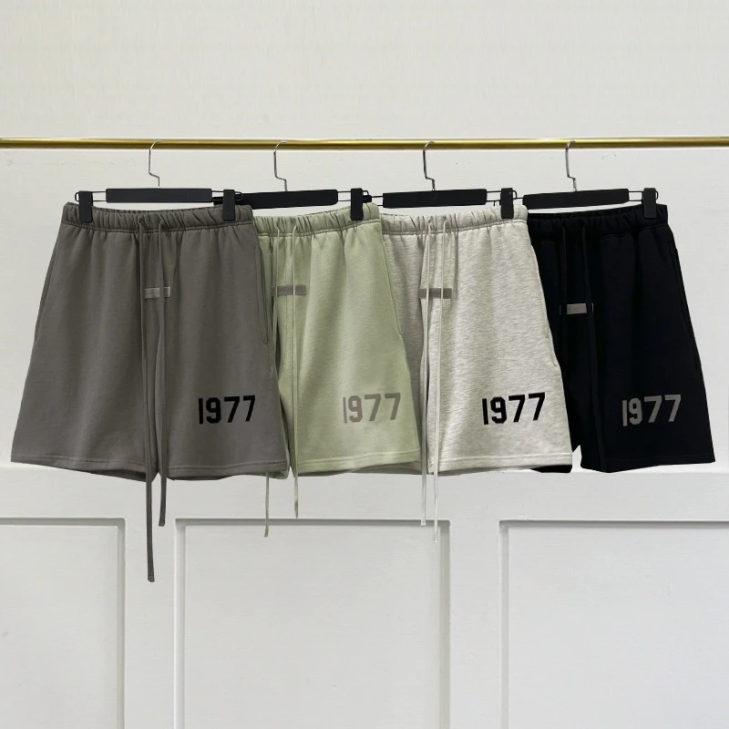 

Essentials Shorts Reflective Digital 1977 Drawstring Streamer Street Hip Hop Capris Neutral Loose Oversized Sweatpants
