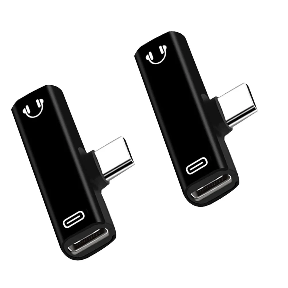 

Headphone Adapter- Type To 3. 5mm Jack Adapter, Earphone Headset Splitter, Earphone Charging Converter for 2pcs ( Black )