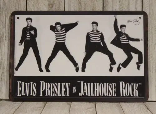 Фото Оловянный металлический знак Элвиса Пресли, постер фильма, Jailhouse Rock, винтажный рекламный стиль, XZ-алюминий №1