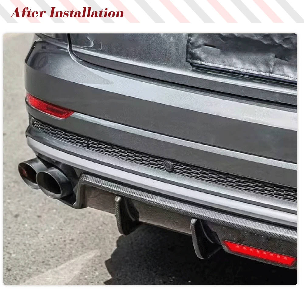 Фото Задний диффузор автомобиля с подсветкой для Audi Q8 Sport SQ8 2021 2022, задний бампер из углеродного волокна, диффузор, спойлер, комплекты кузова №2