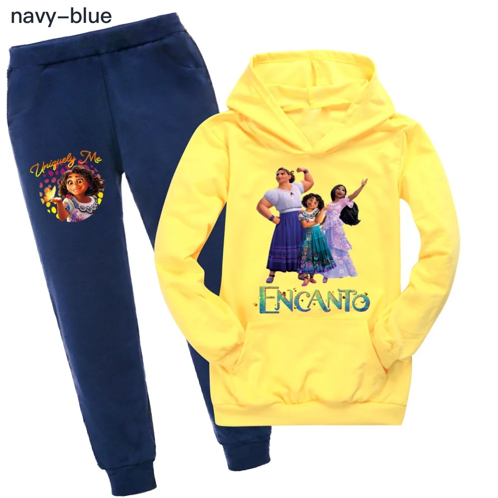 

2022 New Disney Encanto Cartoon Anime Casual Fashion Girls Clothing Baby Boys Spring Hooded T-Shirt + Pants Set 2-16 Years Old