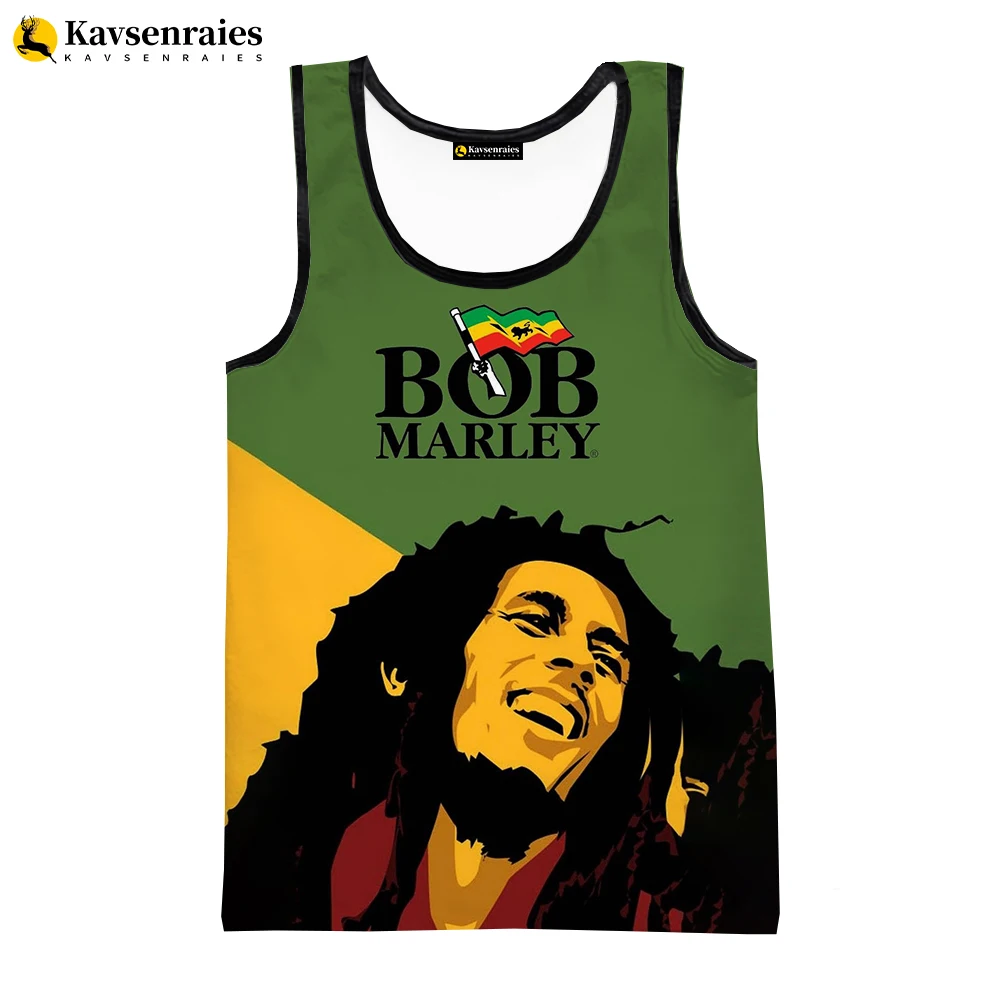 

2023 Fashion Bob Marley Singer 3D Printed Vest Men Tank Tops Summer Casual Singlets Sleeveless Reggae Music Sleeveless T-shirt