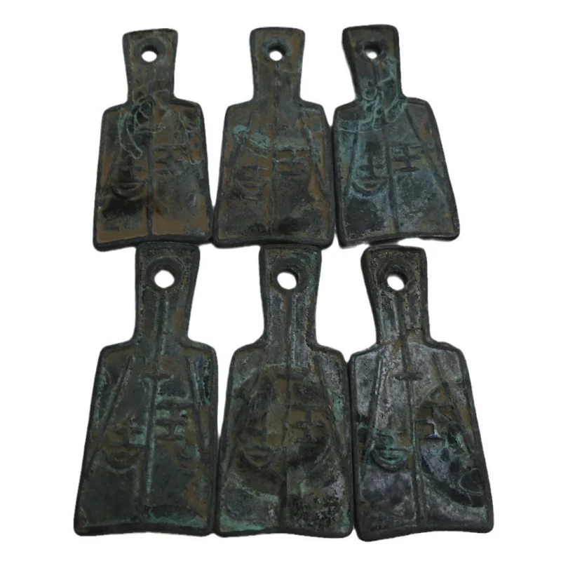 Старинная копия монеты для библиотеки с тремя отверстиями Ван Манг Цянь нож Ци