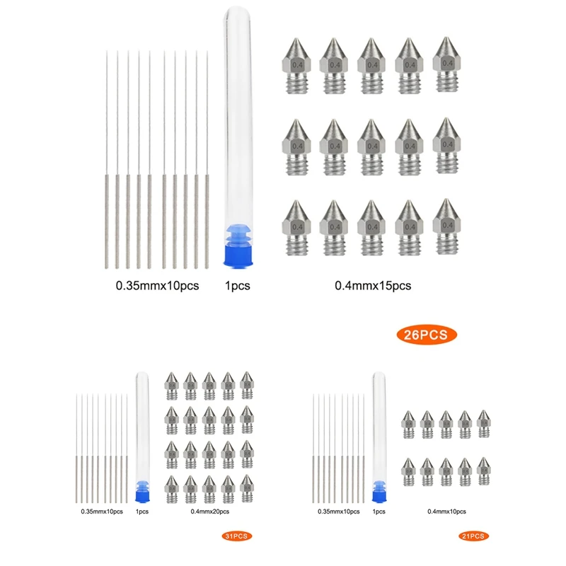 

3D Printer Accessories 0.4Mm MK8 Stainless Steel Nozzle Dredge Cleaning Needle Tool Set For CR-10/Ender 3/5