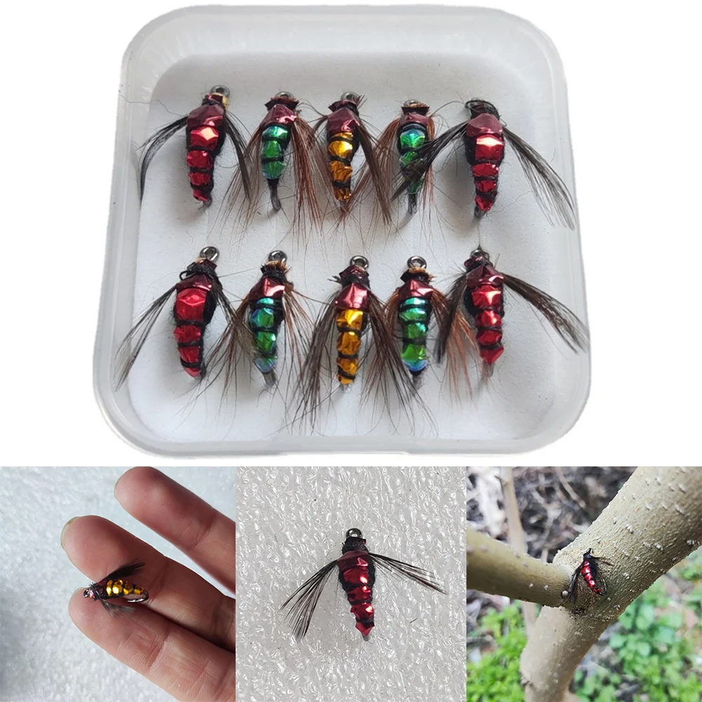 

10pcs Fly Fishing Hooks Flies Insect Fishing Lures Bait For Trout Topmouth Culter Bass Fishing Tackle Accessories