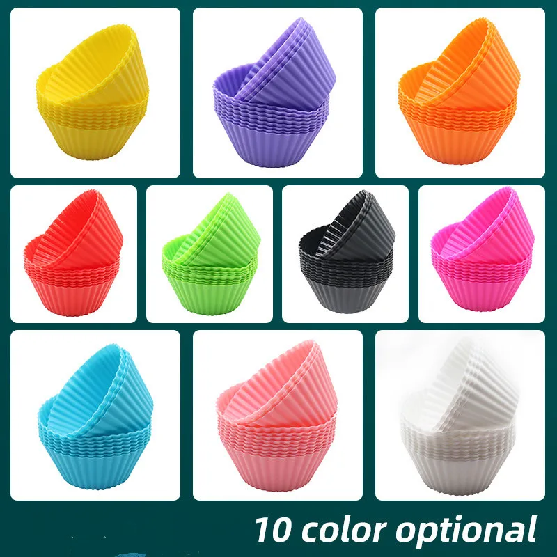 

12pcs/Set Silicone Cake Mold Round Shaped Muffin Cupcake Baking Molds Kitchen Cooking Bakeware Maker DIY Cake Decorating Tools