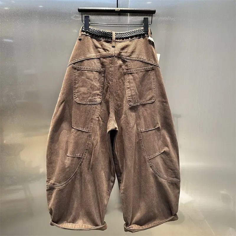 Женские джинсы Mulled Style Brown Scimitar, осенняя коллекция 2026, новые модные трендовые широкие брюки в стиле High Street с эффектом потертости (art.: 3920d8c8f4635) - 3920d8c8f4635