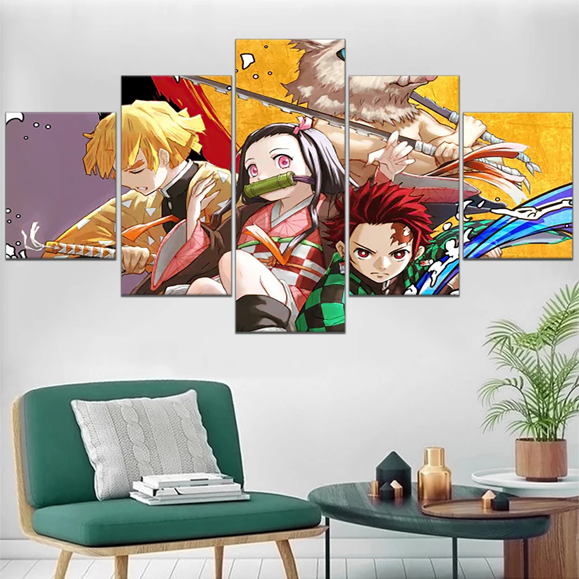 

Wall Art Modern Canvas Painting Anime HD Print 5 Pieces Demon Slayer Poster Picture Modular Nordic For Bedroom Home Decoration
