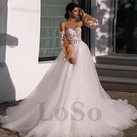 elegant wedding dress puff sleeve lace up exquisite appliques v neck tulle princess mopping gown vestido de novia for women
