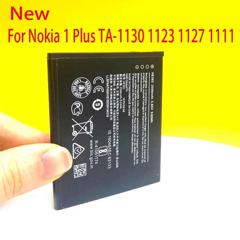 

New Battery For Nokia 1 Plus TA-1130 1123 1127 1111 HE365 2500mAh Mobile Phone