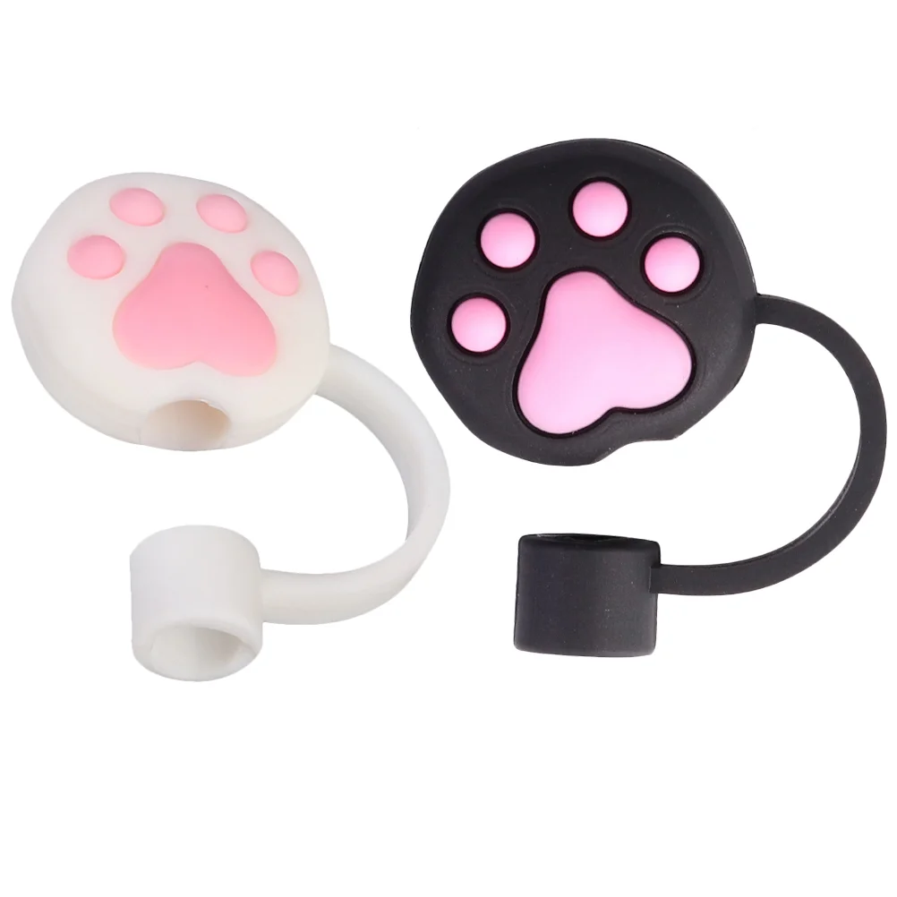 

2Pcs Straw Dust-Proof Cover Creative Cat-pad Straw Cover Reusable Straw Plugs