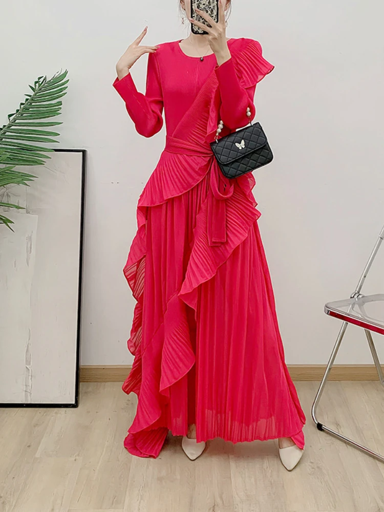 Элегантное Плиссированное вечернее платье EGRM женские Асимметричные Длинные