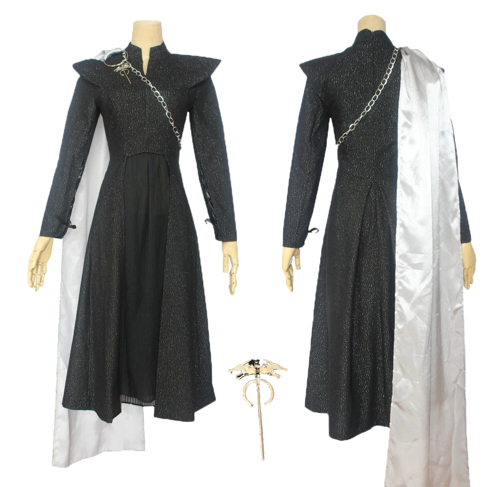 

Костюм для косплея House Dragon Daenerys, сезон 7, реквизит для взрослых женщин, нарядное платье, черный наряд, плащ, Хэллоуин, Карнавальная форма, пари...