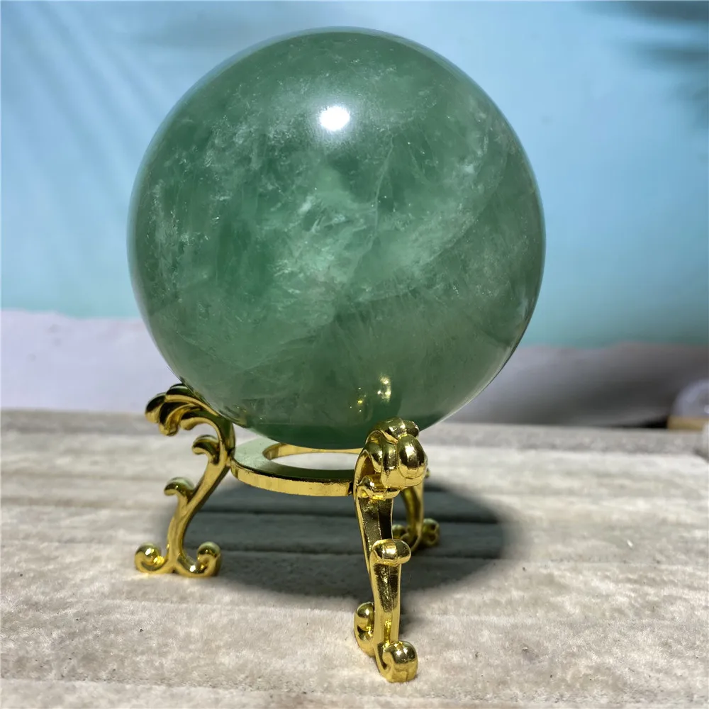 

Green Fluorite Natural Stone Crystal Ball Wicca Reiki Sphere Meditation Wichcraft Ornaments For Home Decoration+Stand