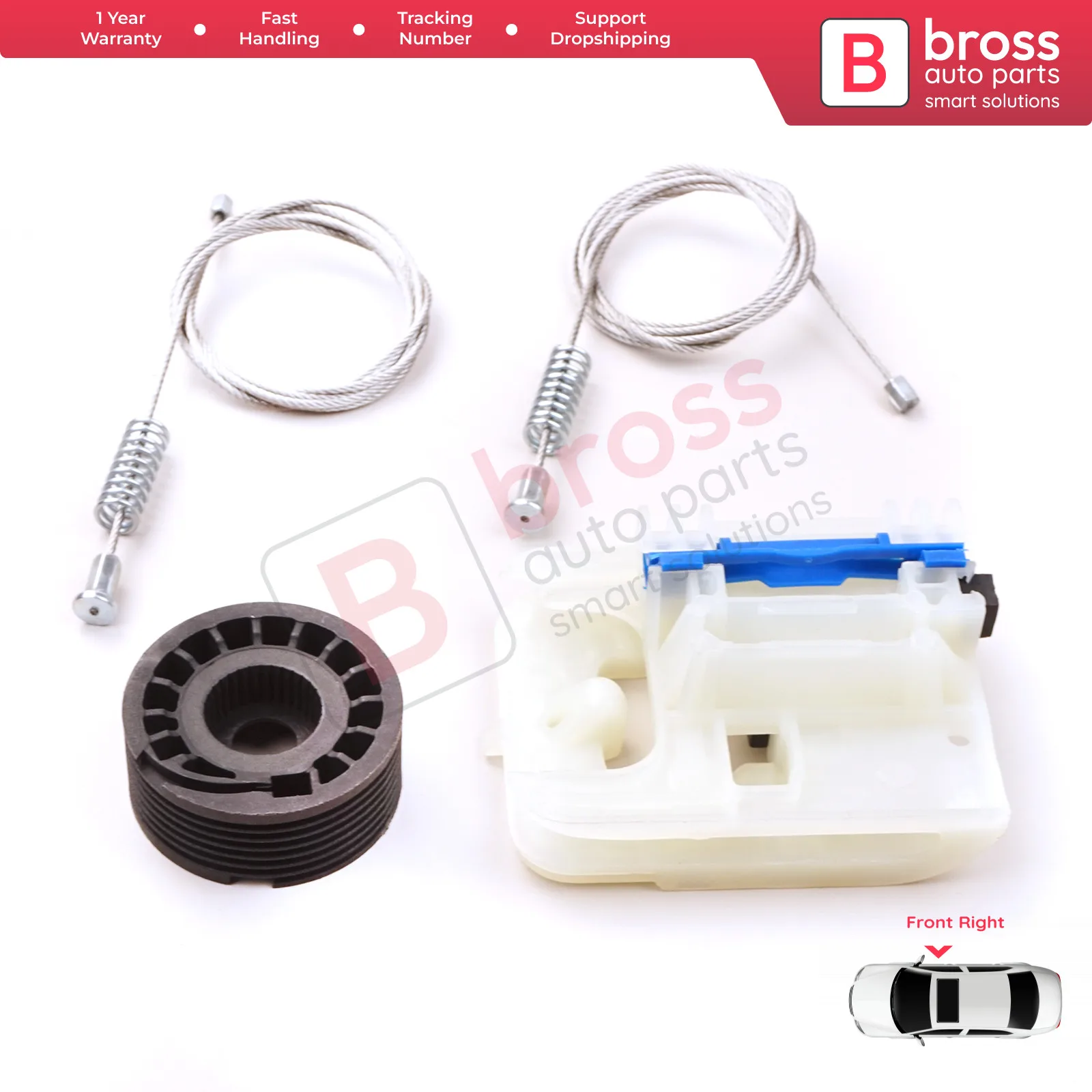 

Bross BWR5227 Window Regulator Repair Kit Front Right for Fiat Tipo MK2 Egea. Fits: Fiat Tipo MK2 2015-On, Fiat Egea 2015-On