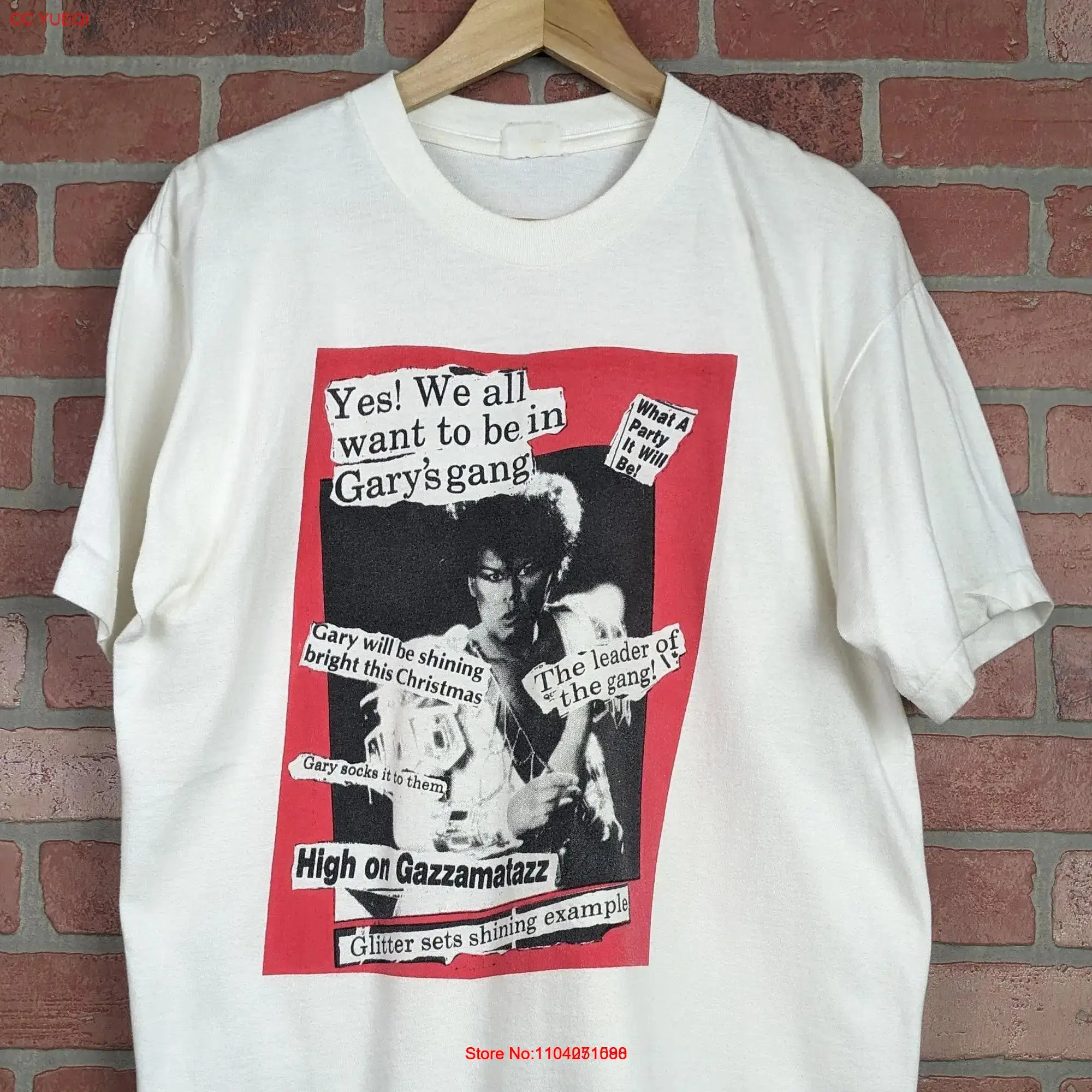 Винтажная двусторонняя футболка Gary Glitter Glam Rock 1989 года с оригинальным туром