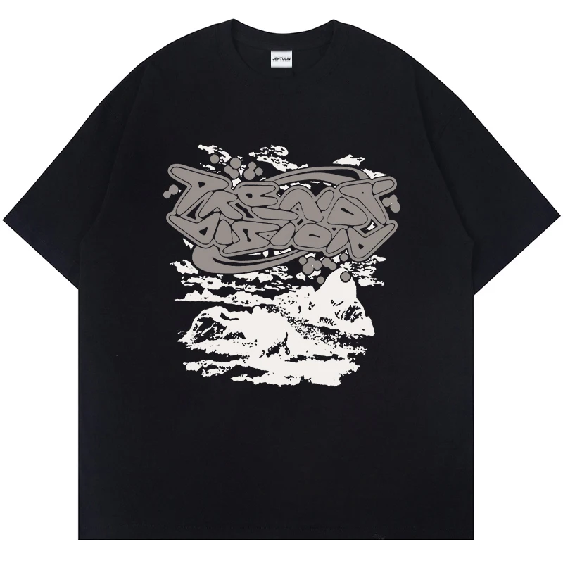 2024 Уличная футболка Harajuku Y2K унисекс в стиле хип-хоп мужская летняя с коротким