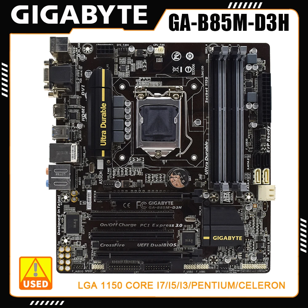 

Gigabyte B85M-D3H Материнская плата Intel B85 чипсет DDR3 32 Гб LGA 1150 слот поддерживает процессор Core i7 i5 i3 Pentium Celeron HDMI