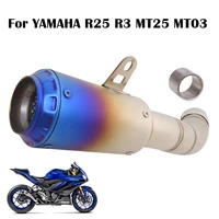 slip on blue motorcycle exhaust muffler tail pipe escape for yamaha r25 r3 mt25 mt03 no db killer stainless steel tips silencer