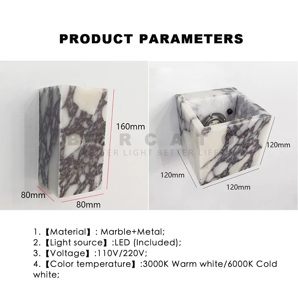 Современный натуральный мраморный настенный светильник медь фойе вилла проход