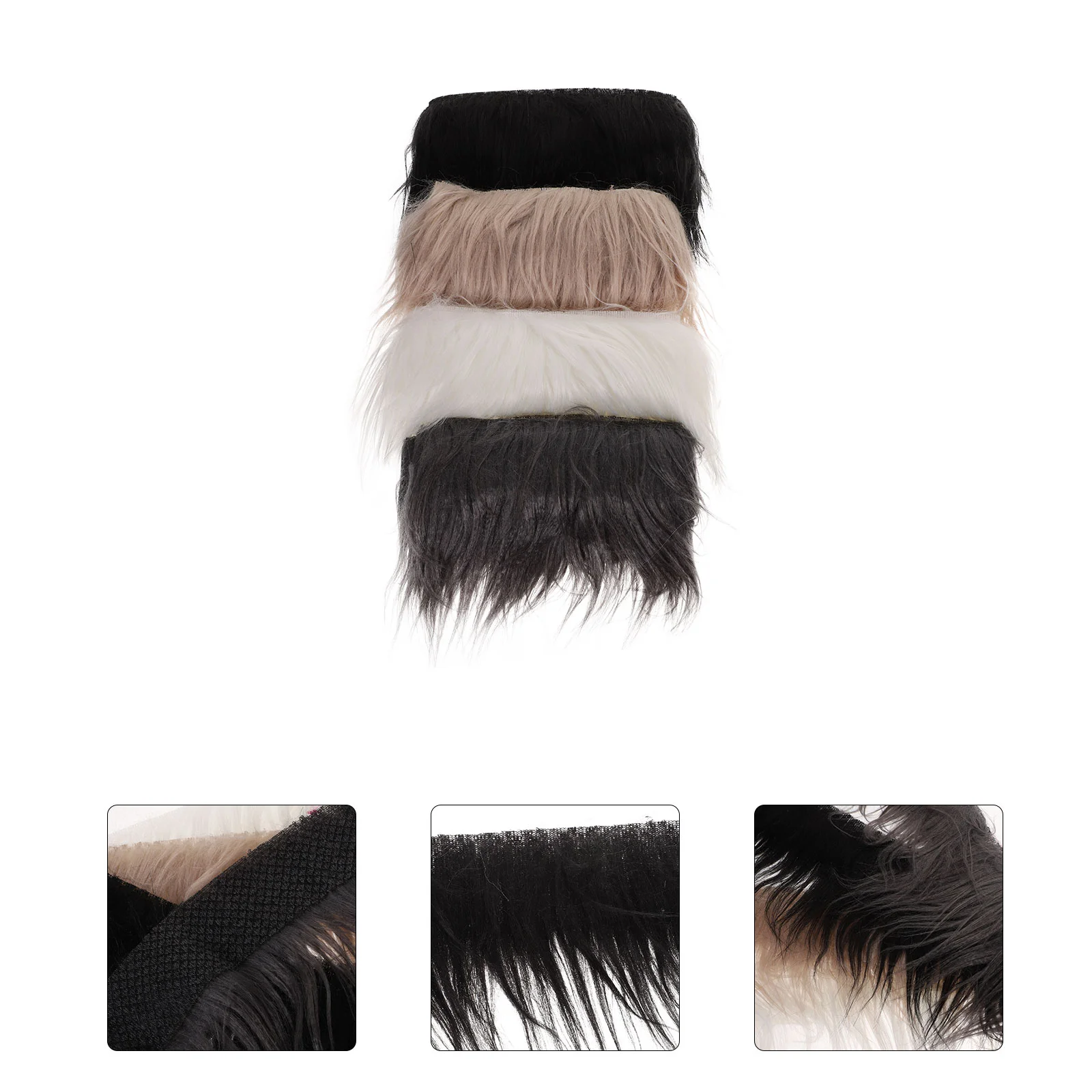 

4 Pcs Christmas Fabric Artificial Beard Clothing Decor Prop DIY Faux Fur Roll 150X9cm Accessories Handmade Hat Ribbon