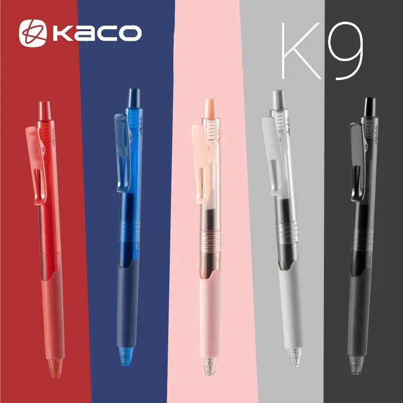 KACO Quick Drying K9 Press Gel Pens 0.5MM Simple Transparent Large Capacity Gel Pen 800 Meter Writing School Office Stationery