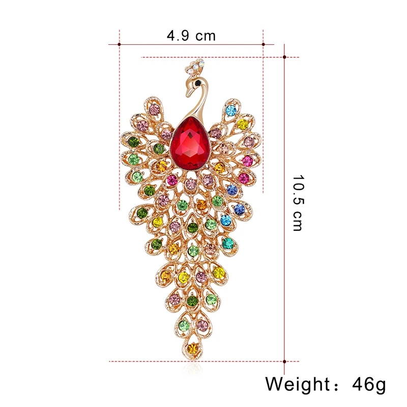 Brooch Pin Colorful Shiny Bright Crystal Women's Animal Peacock Brooch For Wedding Banquet images - 6