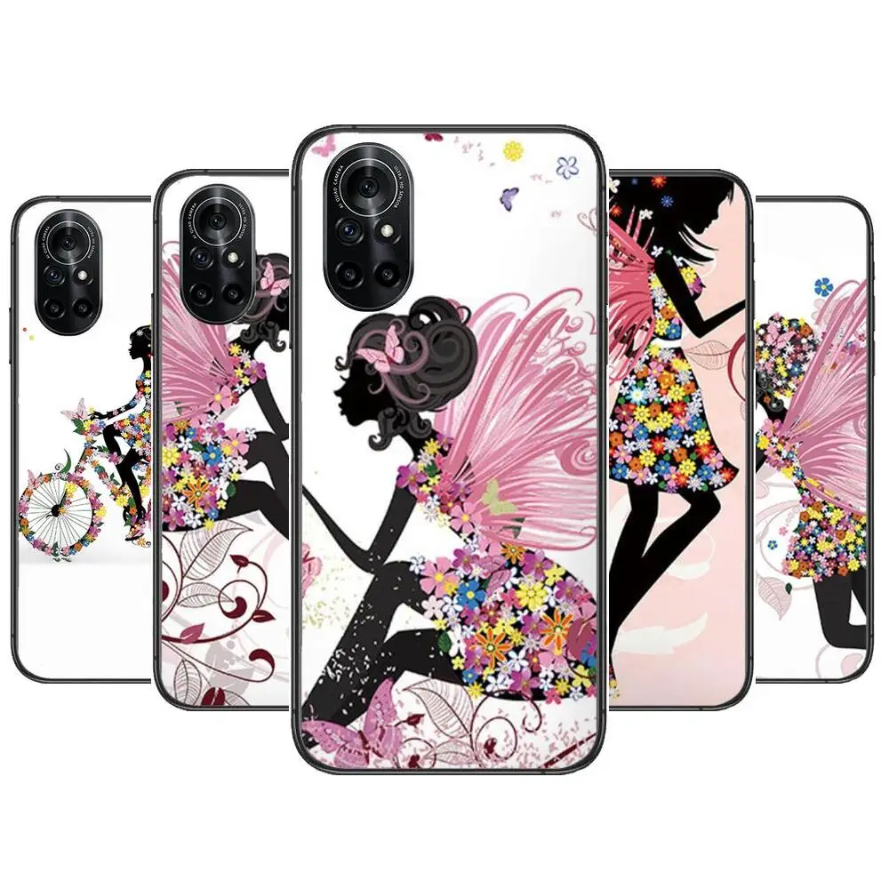 

Pink Girl angel girl Clear Phone Case For Huawei Honor 20 10 9 8A 7 5T X Pro Lite 5G Black Etui Coque Hoesjes Comic Fash desig