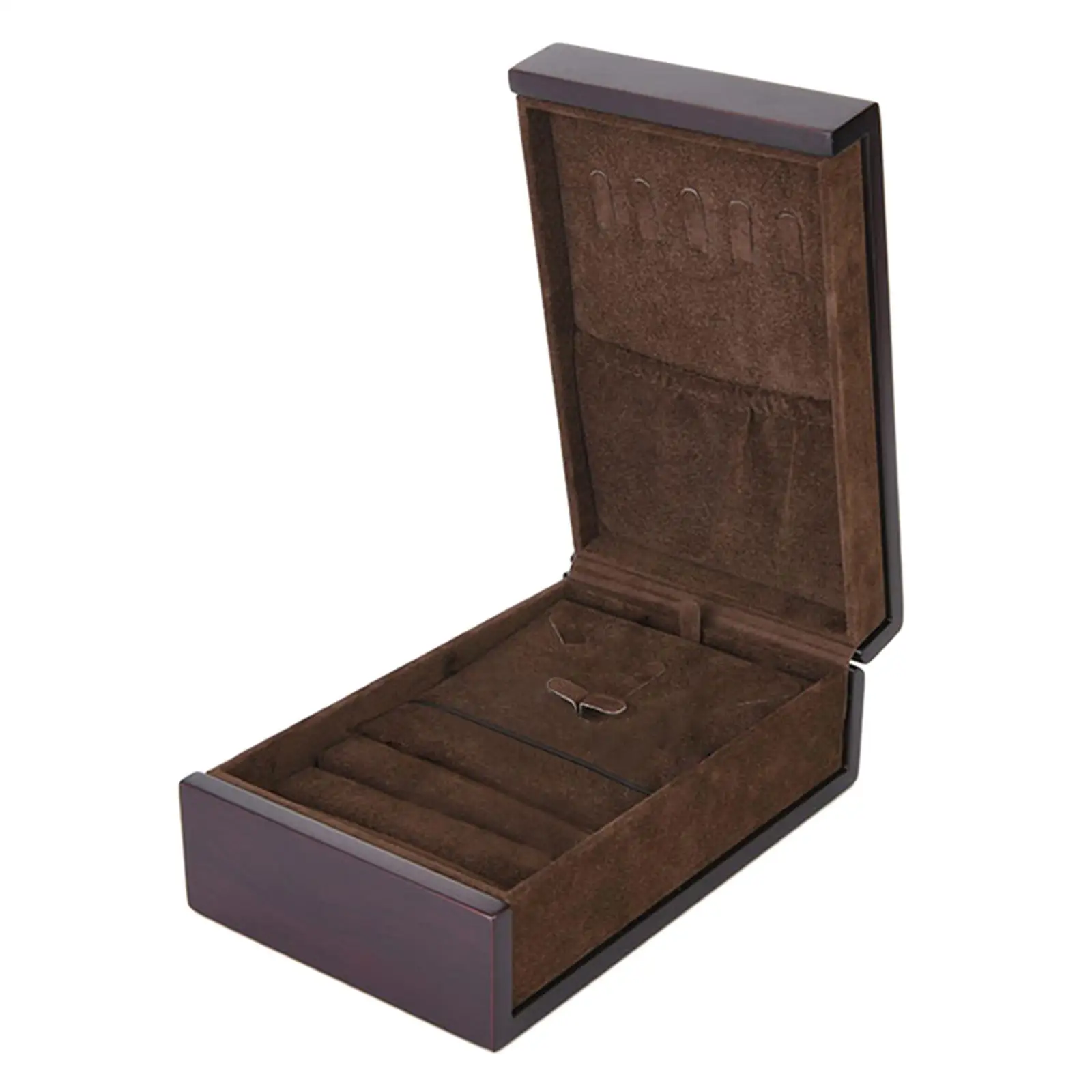 

2 Layer Wood Jewelry Storage Box Display Holder Soft Lining for Women Men Jewelry Organizer for Earrings Studs Trinkets Storage