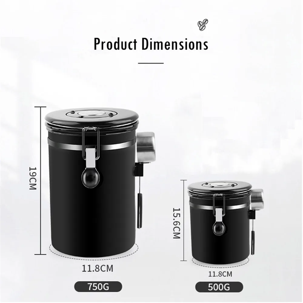 

Stainless Steel Airtight Coffee Container Storage Canister Set Coffee jar Canister With Scoop For Coffee Beans Tea 1.5L 1.8L