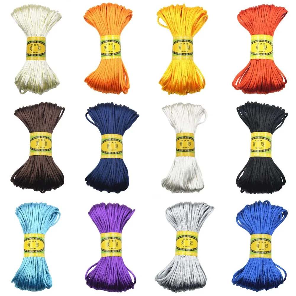 New Nylon 3mm 20M Multi-colored Chinese Knot Satin Braided Cord Macrame Cords Beading Thread | Дом и сад