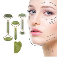 natural face jade roller massager gua sha scraper set facial skin care tool guasha stone massage for face neck skin wrinkle